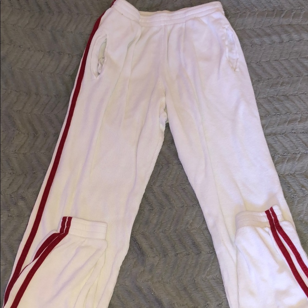 Brandy Melville White and Red Striped Sweatpants